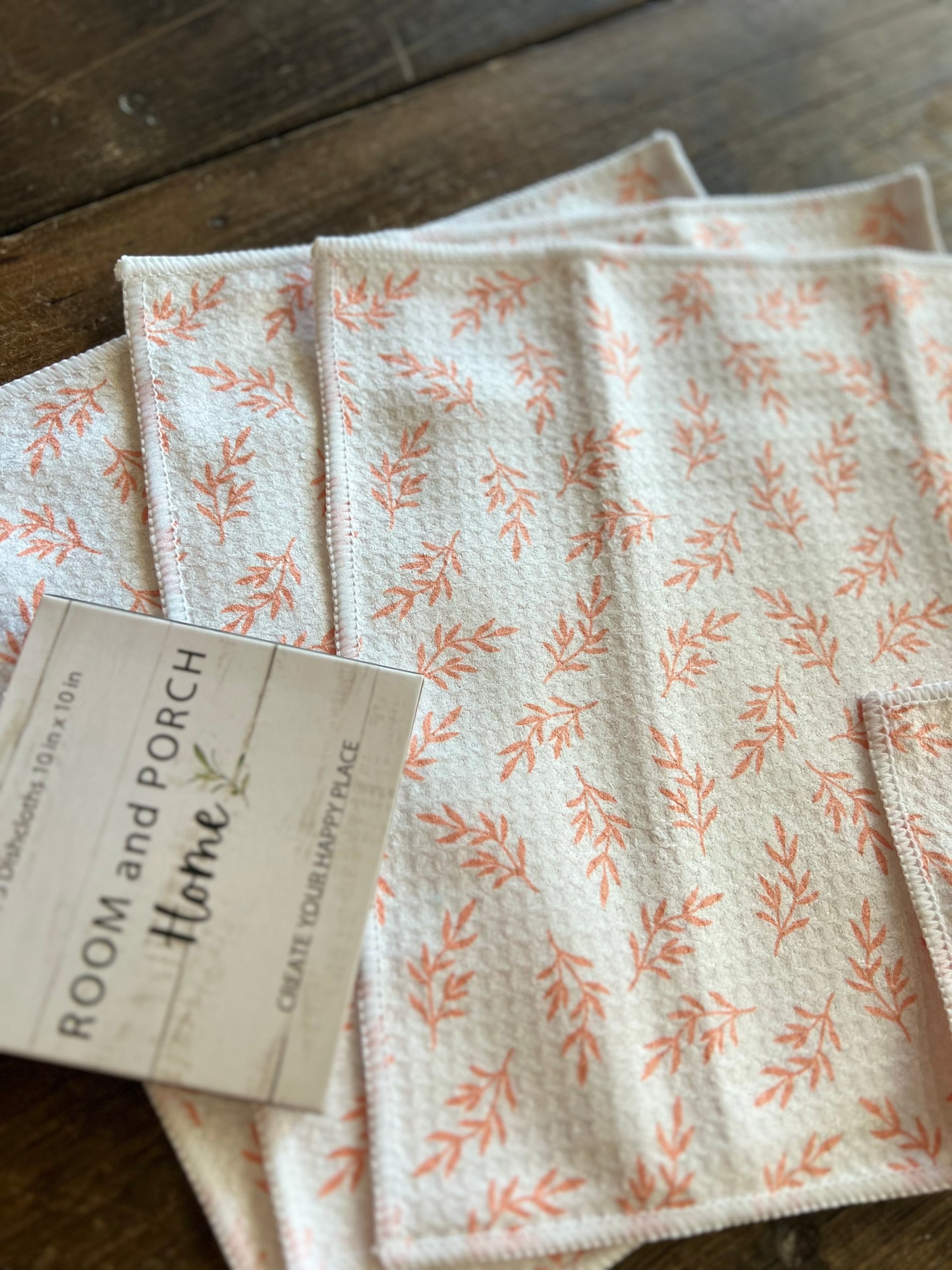 Coral Leaves - 2 sided - Set of 3 Dishcloths