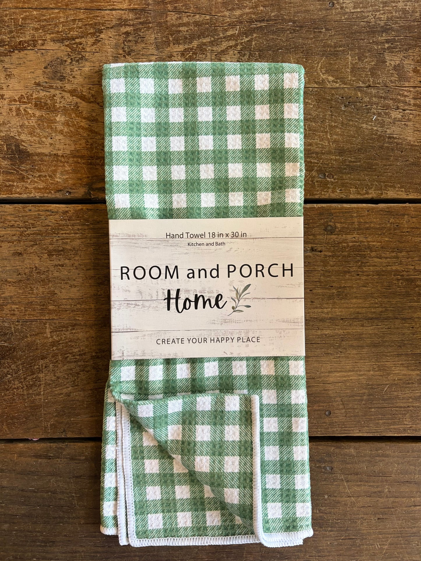 Green Grass Gingham - Double Sided - Hand Towel