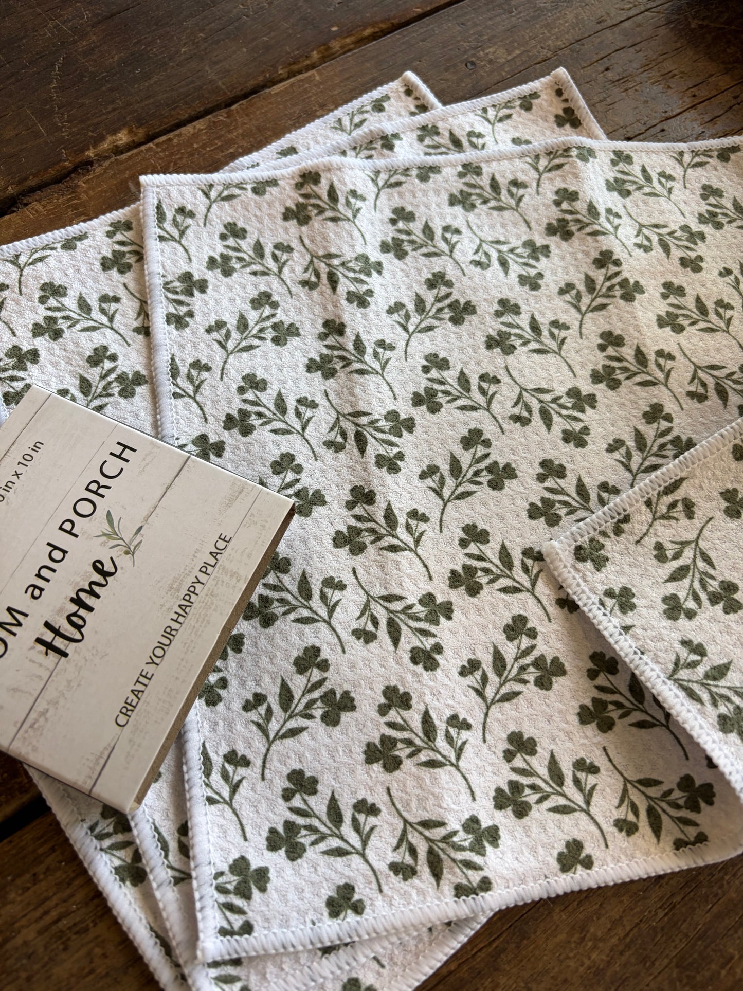Meadow White - 2 sided - Set of 3 Dishcloths - Room and Porch 