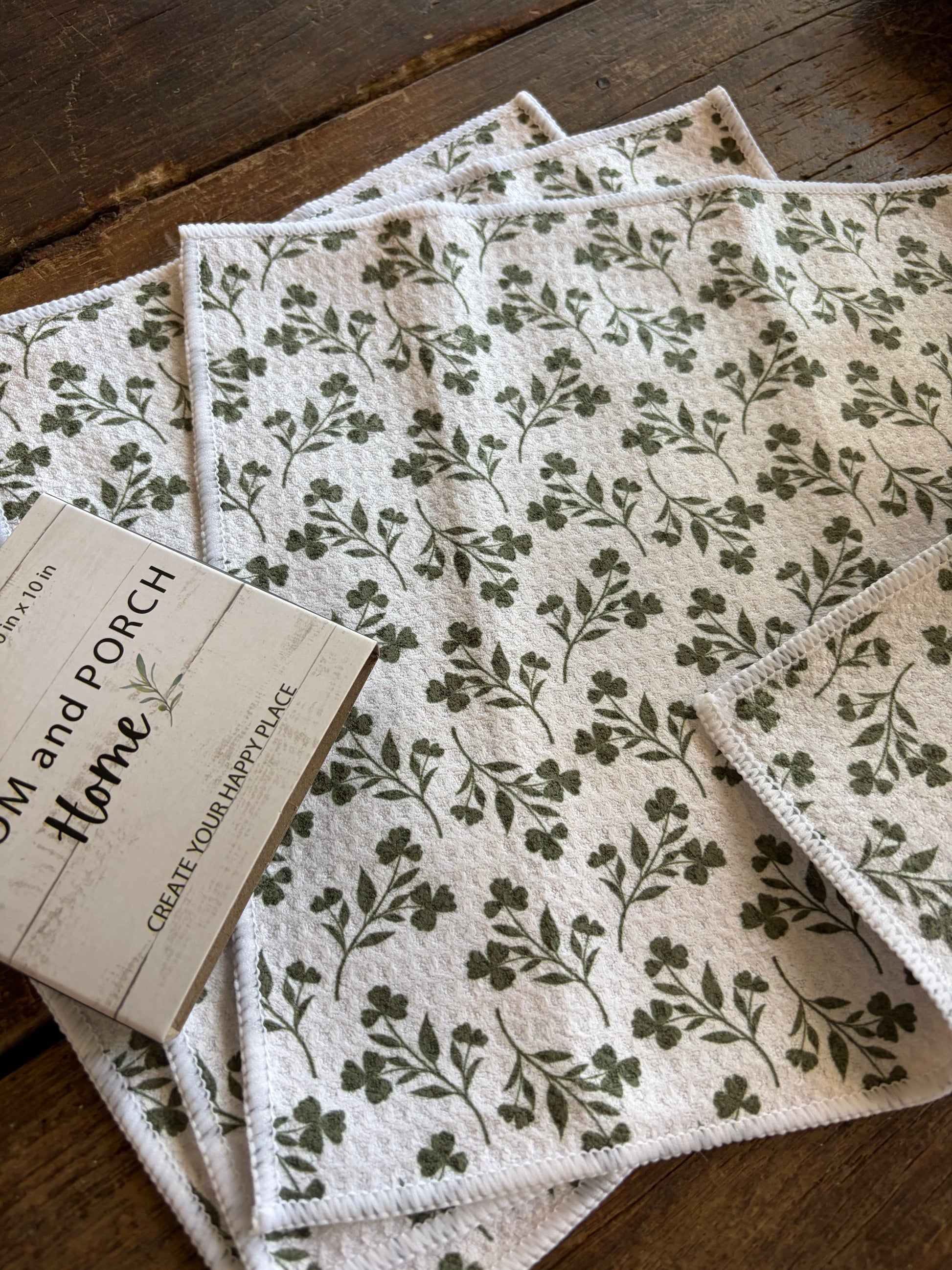 Meadow White - 2 sided - Set of 3 Dishcloths - Room and Porch 