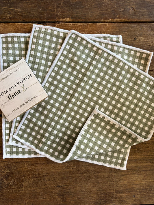 Meadow Gingham - 2 sided - Set of 3 Dishcloths - Room and Porch 