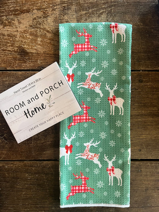 Festive Reindeer - Double Sided - Hand Towel