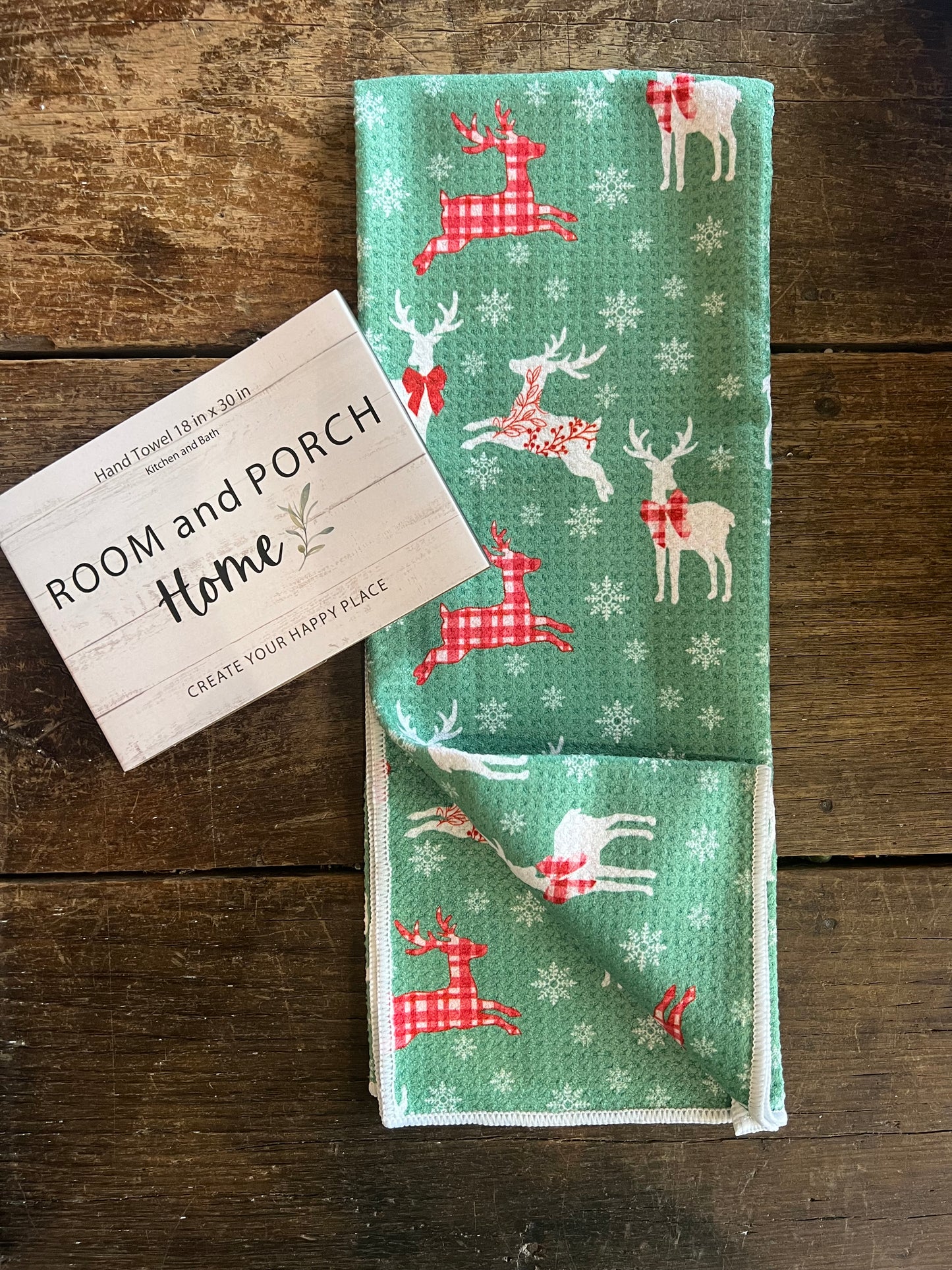 Festive Reindeer - Double Sided - Hand Towel