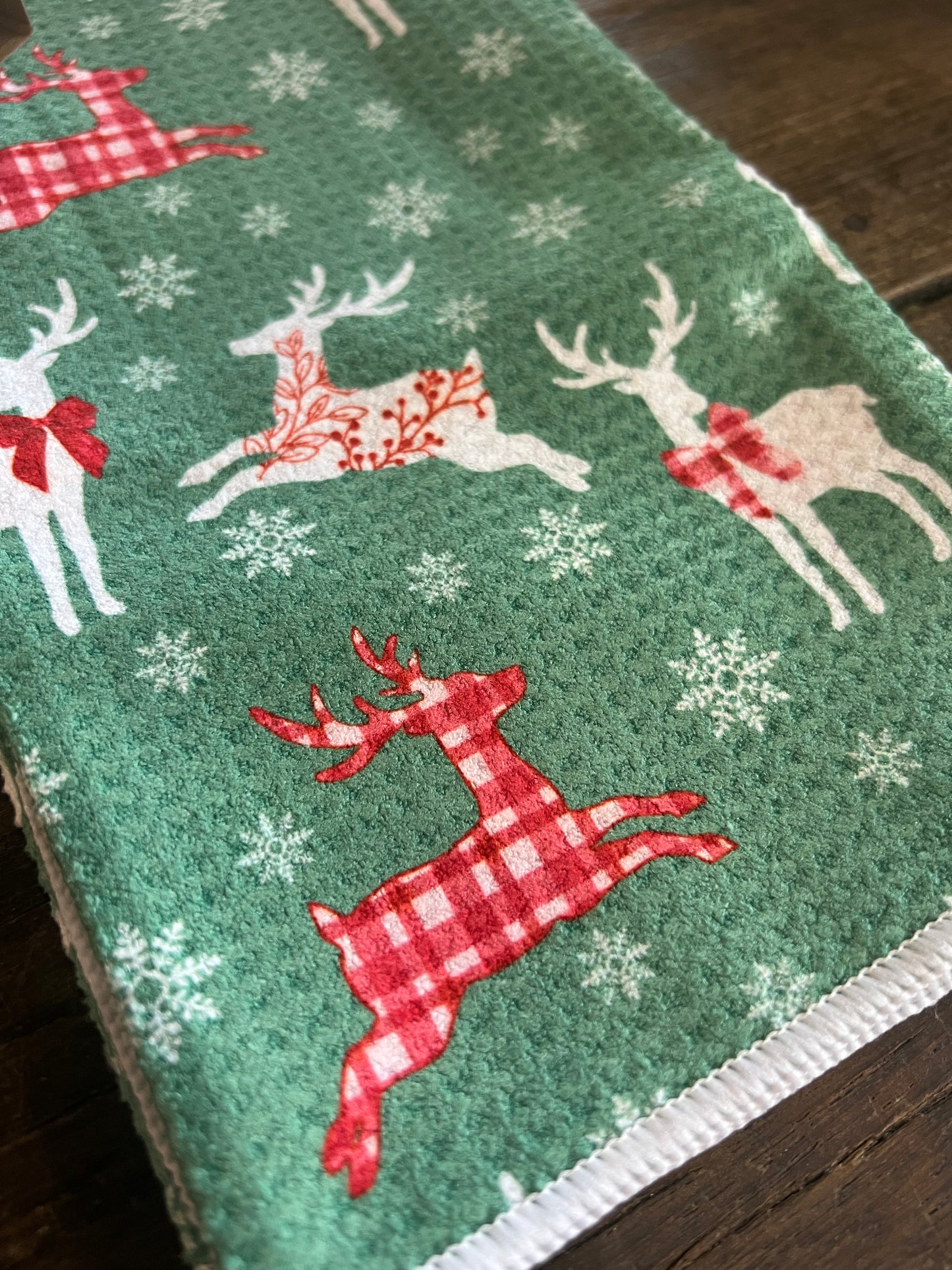 Festive Reindeer - Double Sided - Hand Towel