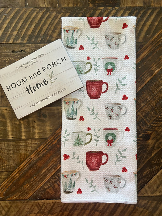 Christmas Mugs - Double Sided - Hand Towel