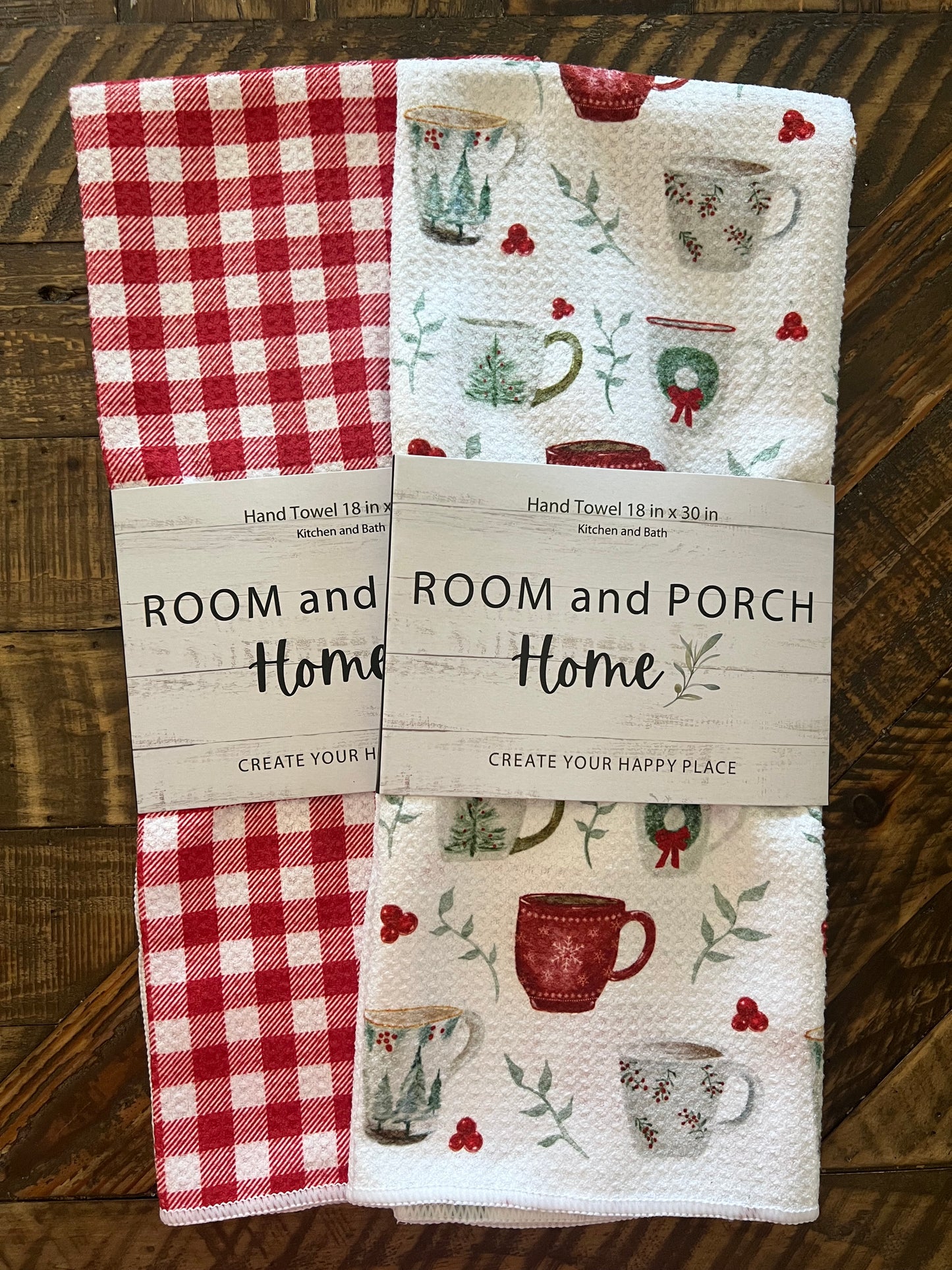 Christmas Red Gingham - Double Sided - Hand Towel