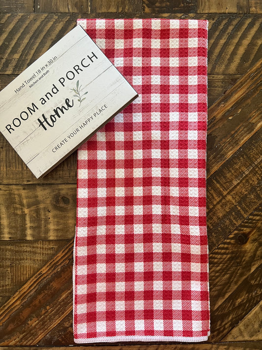 Christmas Red Gingham - Double Sided - Hand Towel