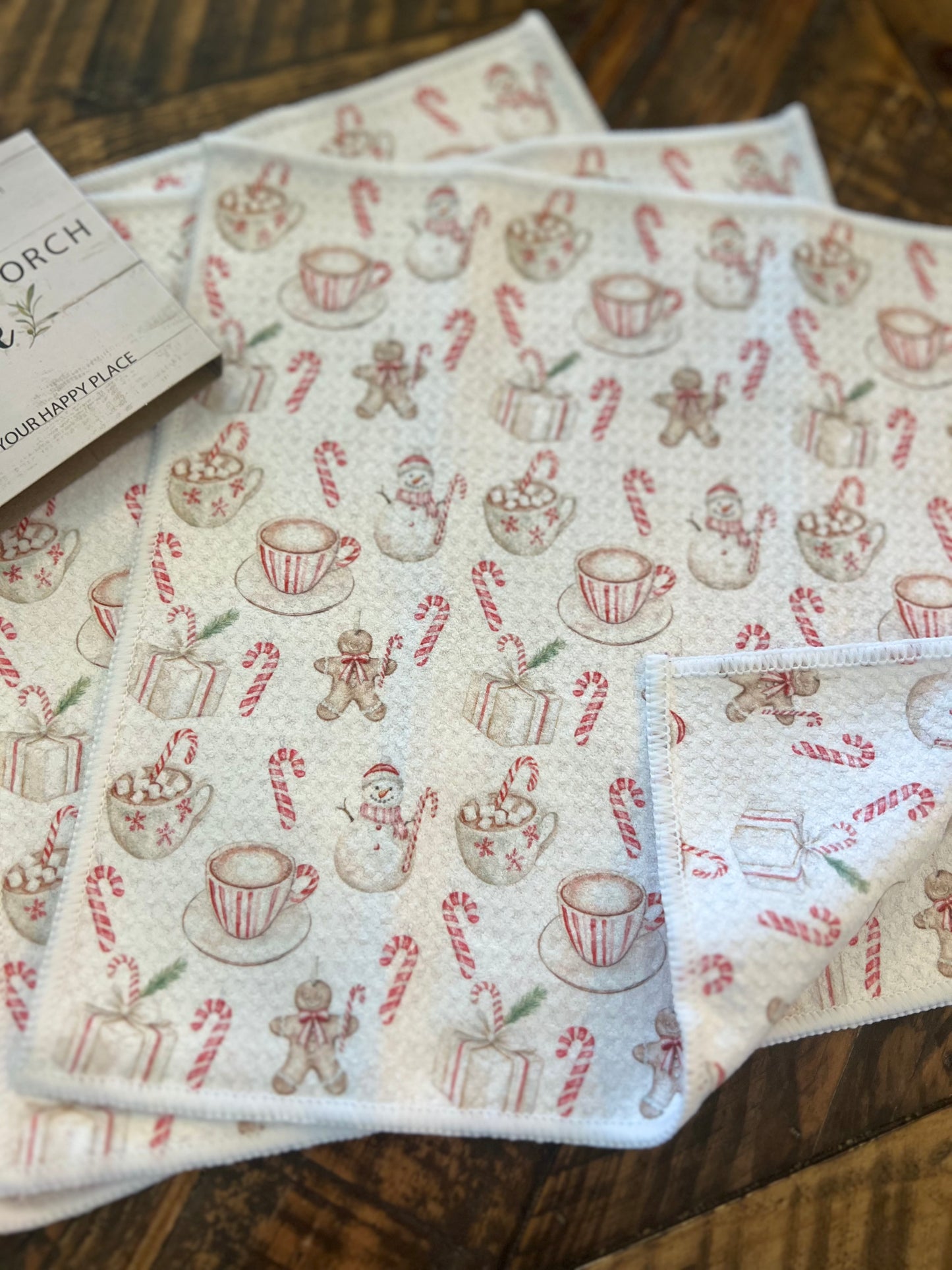 Candy Cane Lane - 2 sided - Set of 3 Dishcloths