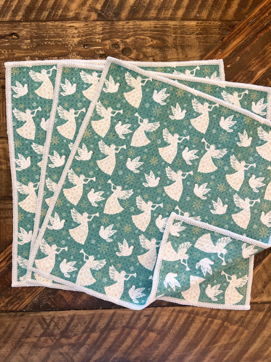 Angels and Doves - 2 sided - Set of 3 Dishcloths