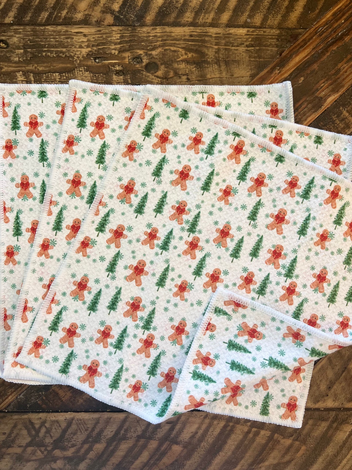 Gingerbread Forest - 2 sided - Set of 3 Dishcloths