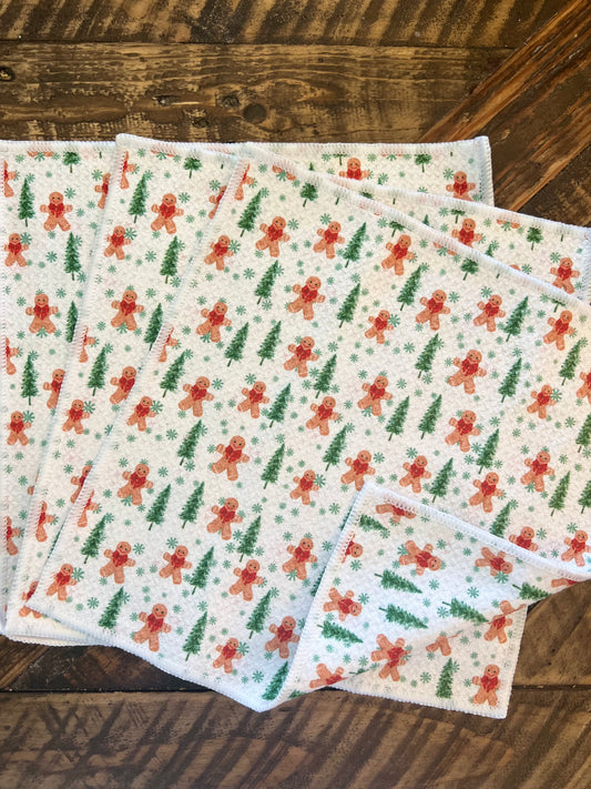 Gingerbread Forest - 2 sided - Set of 3 Dishcloths