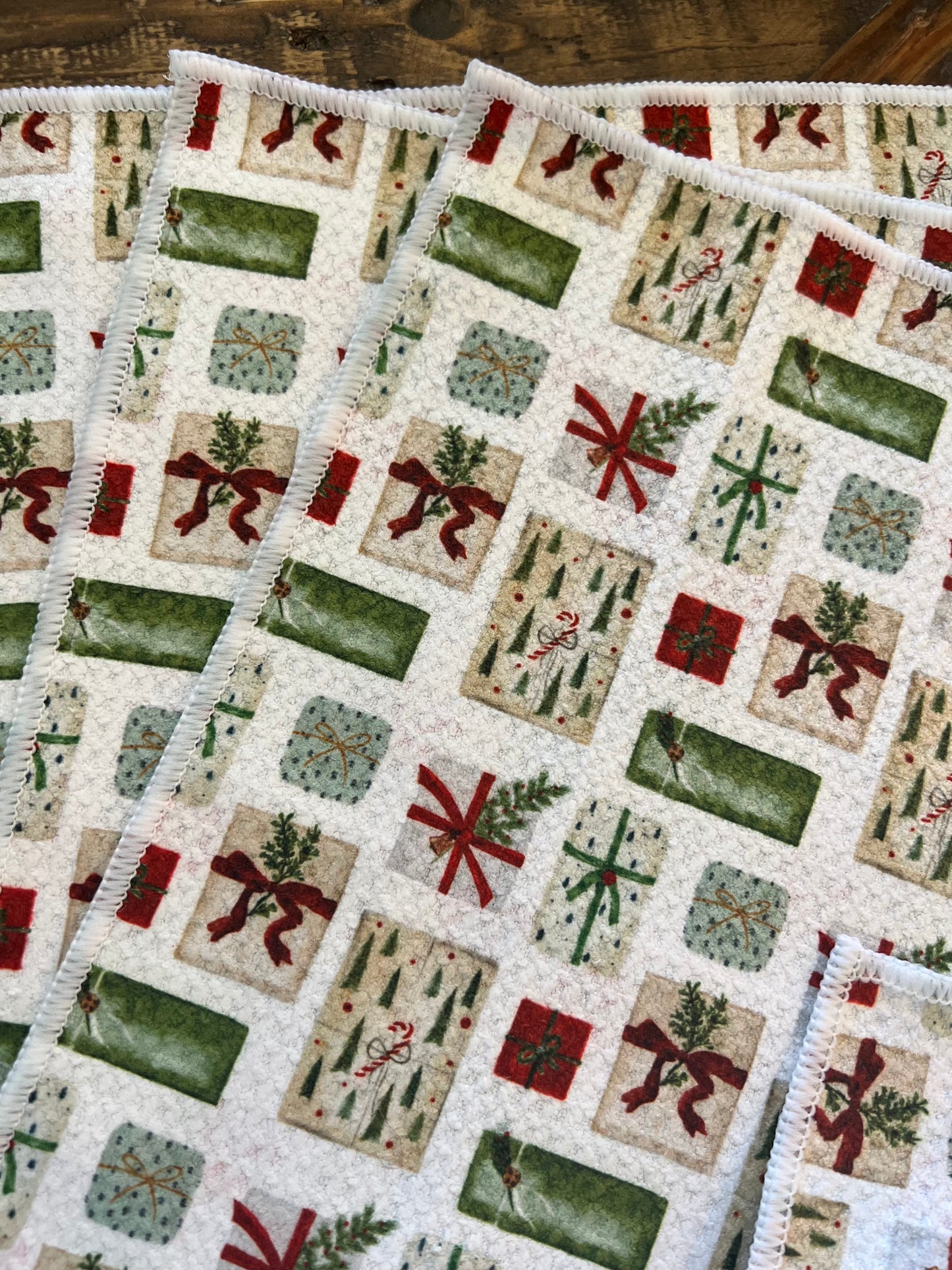 Christmas Presents - 2 sided - Set of 3 Dishcloths