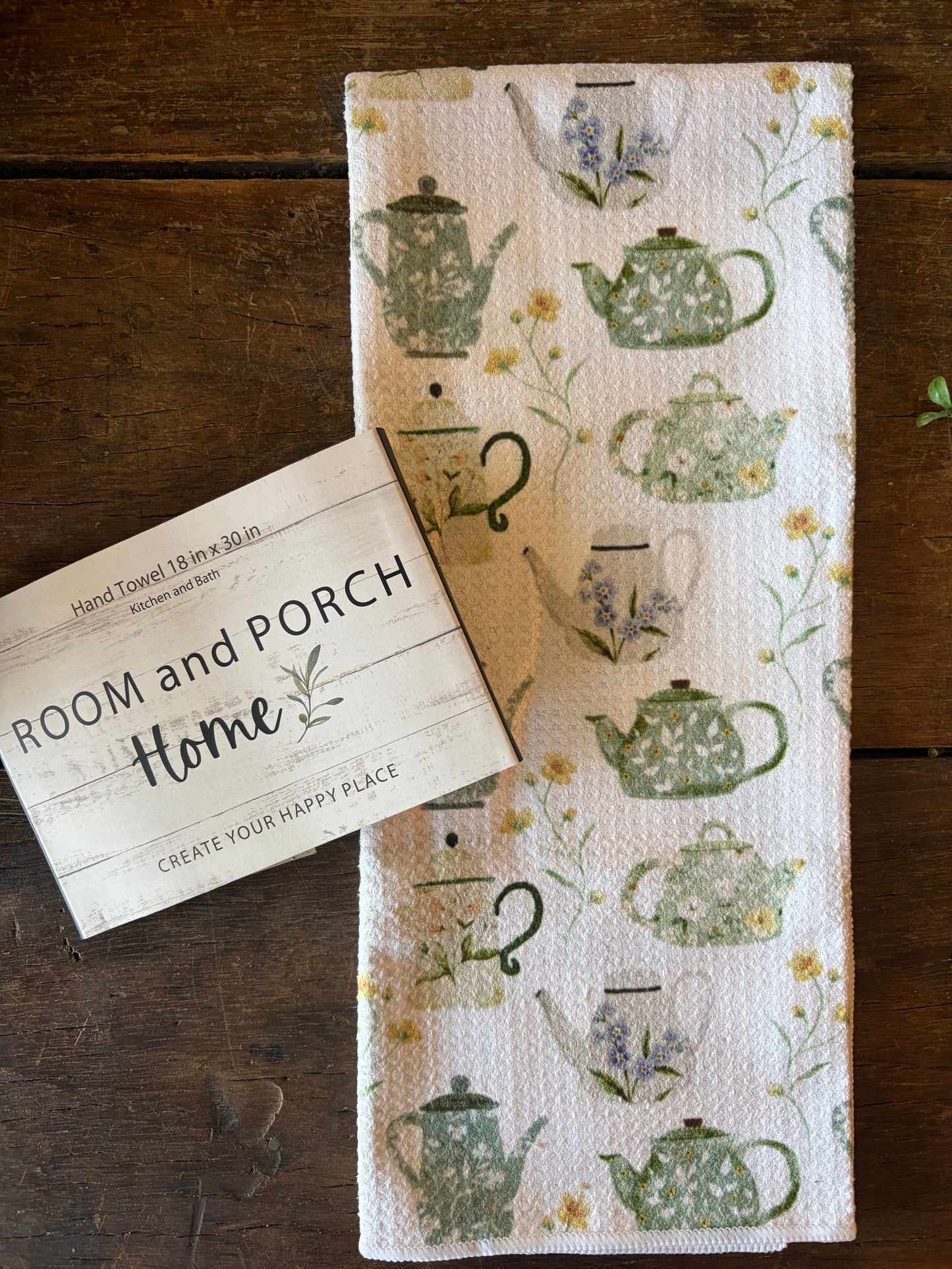 Teapot Garden Party - Double Sided - Hand Towel