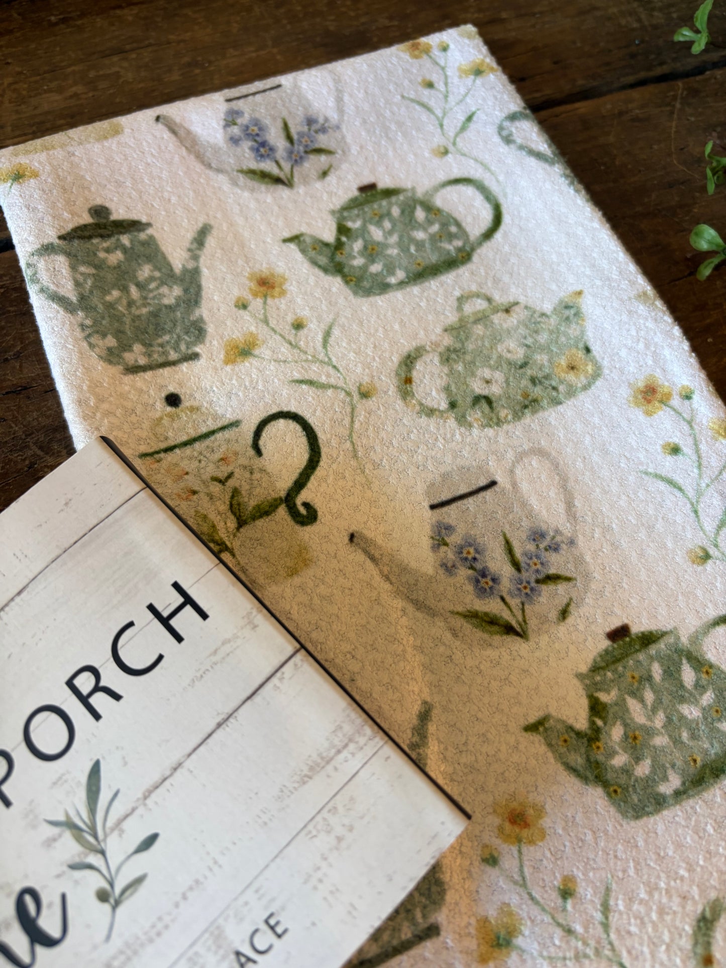 Teapot Garden Party - Double Sided - Hand Towel