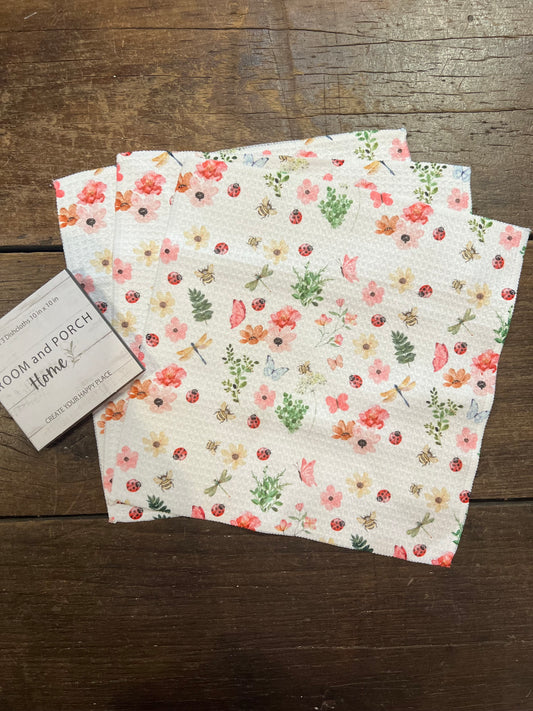 Whimsical Garden - Set of 3 Dishcloths