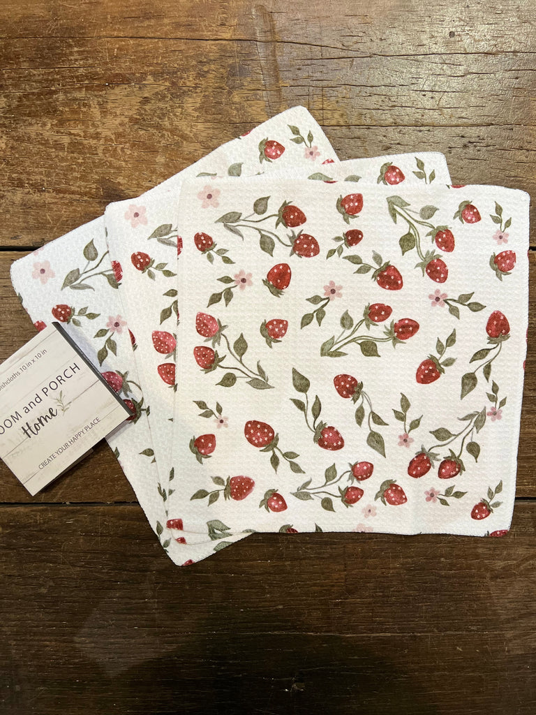 Strawberry Vines - Set of 3 Dishcloths