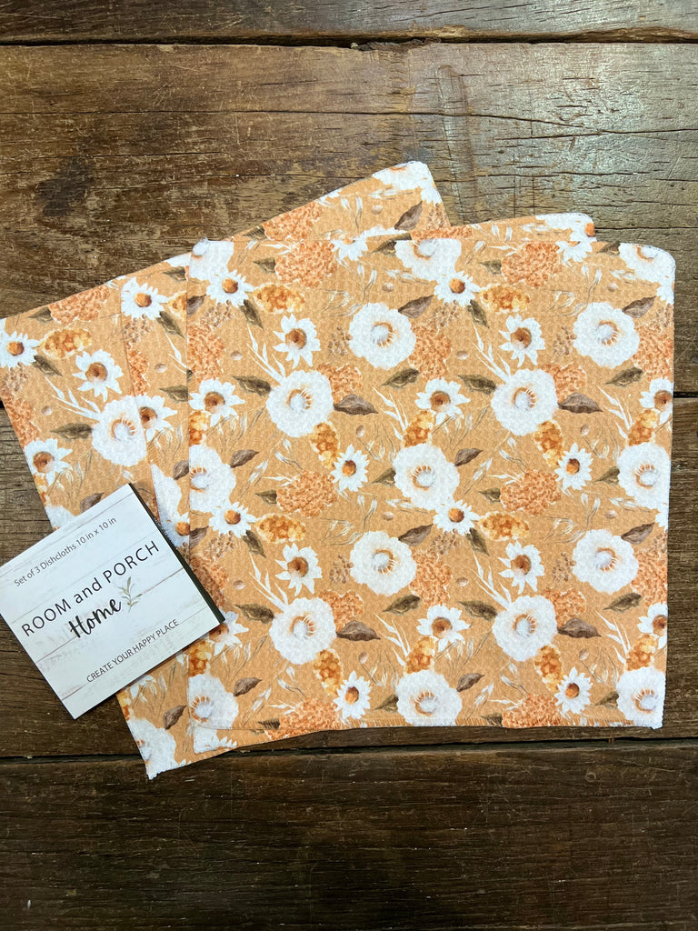 Golden Flower - Set of 3 Dishcloths