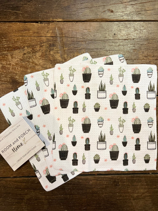 Cactus in Pots - Set of 3 Dishcloths