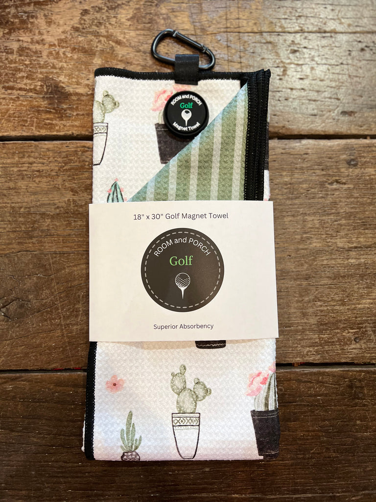 Magnet Golf Towel - Cactus in Pots