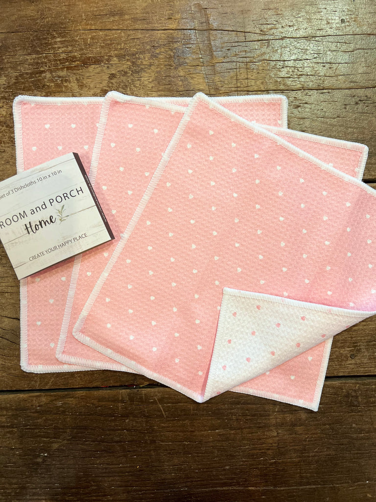 Baby Hearts Valentines - 2 sided - Set of 3 Dishcloths