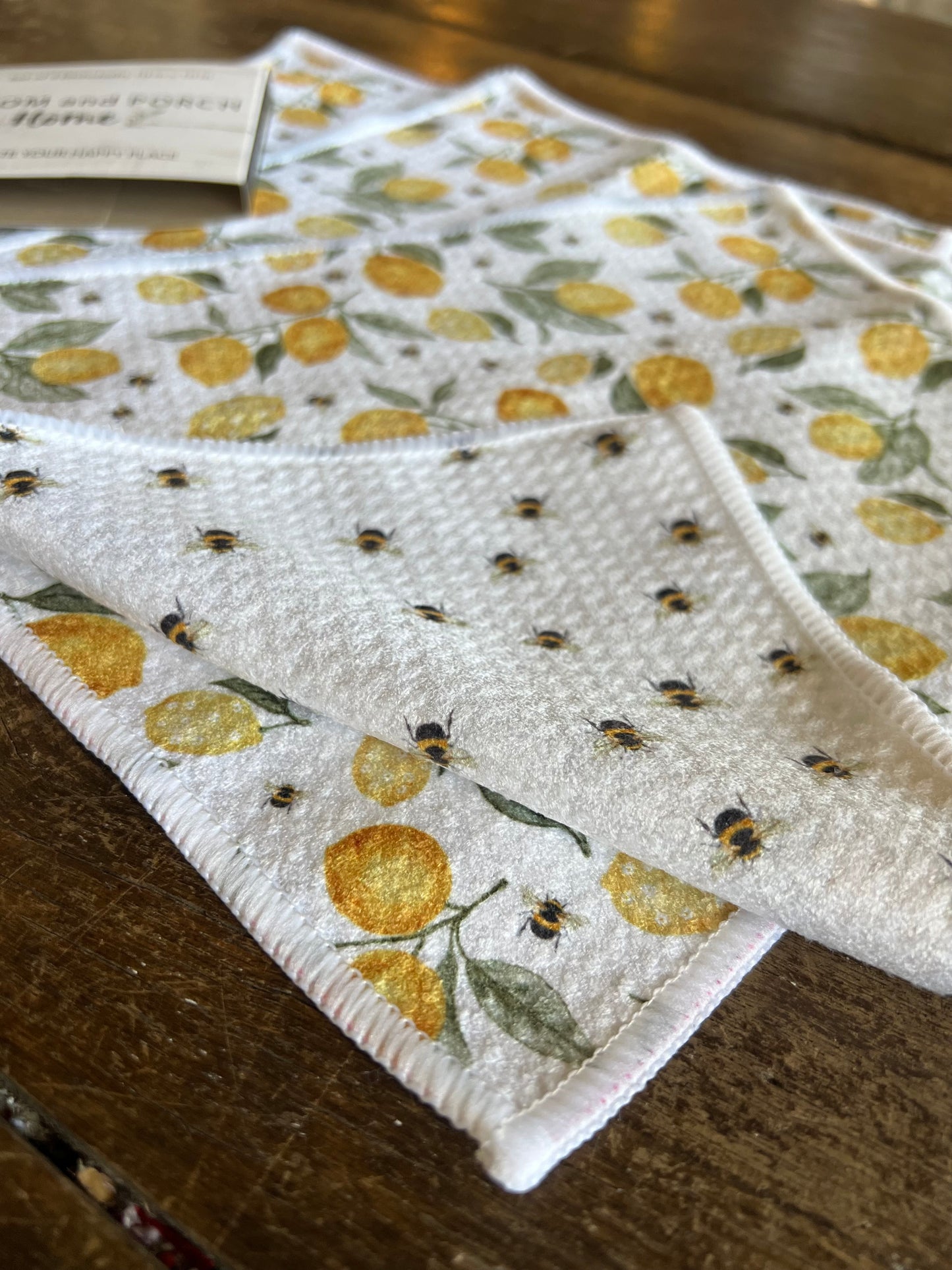 Lemons & Bees - 2 sided - Set of 3 Dishcloths