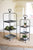 Set of 2 tall metal display stands with galvanized trays